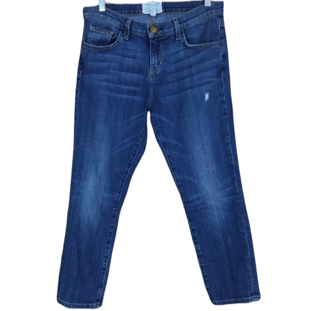 Current Elliott Cropped Skinny Boy Distressed Crop Jeans HighEnd Denim Size 25